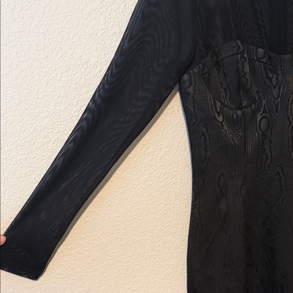 Alice + Olivia Takako Mesh Black Crew Neck Mini Dress - Picture 6 of 10